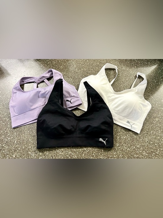 Puma Other - BUNDLE 3 Piece Set Puma Seamless Sports Bras - Black White Lavender Activewear